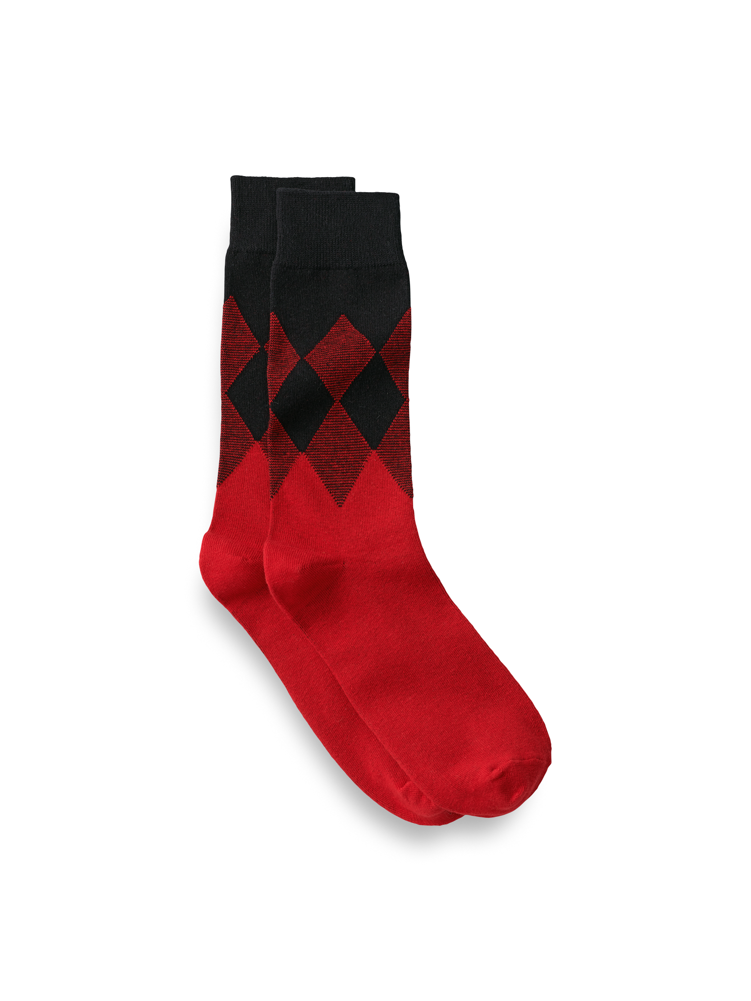 Argyle Cotton Blend Socks - Red/black