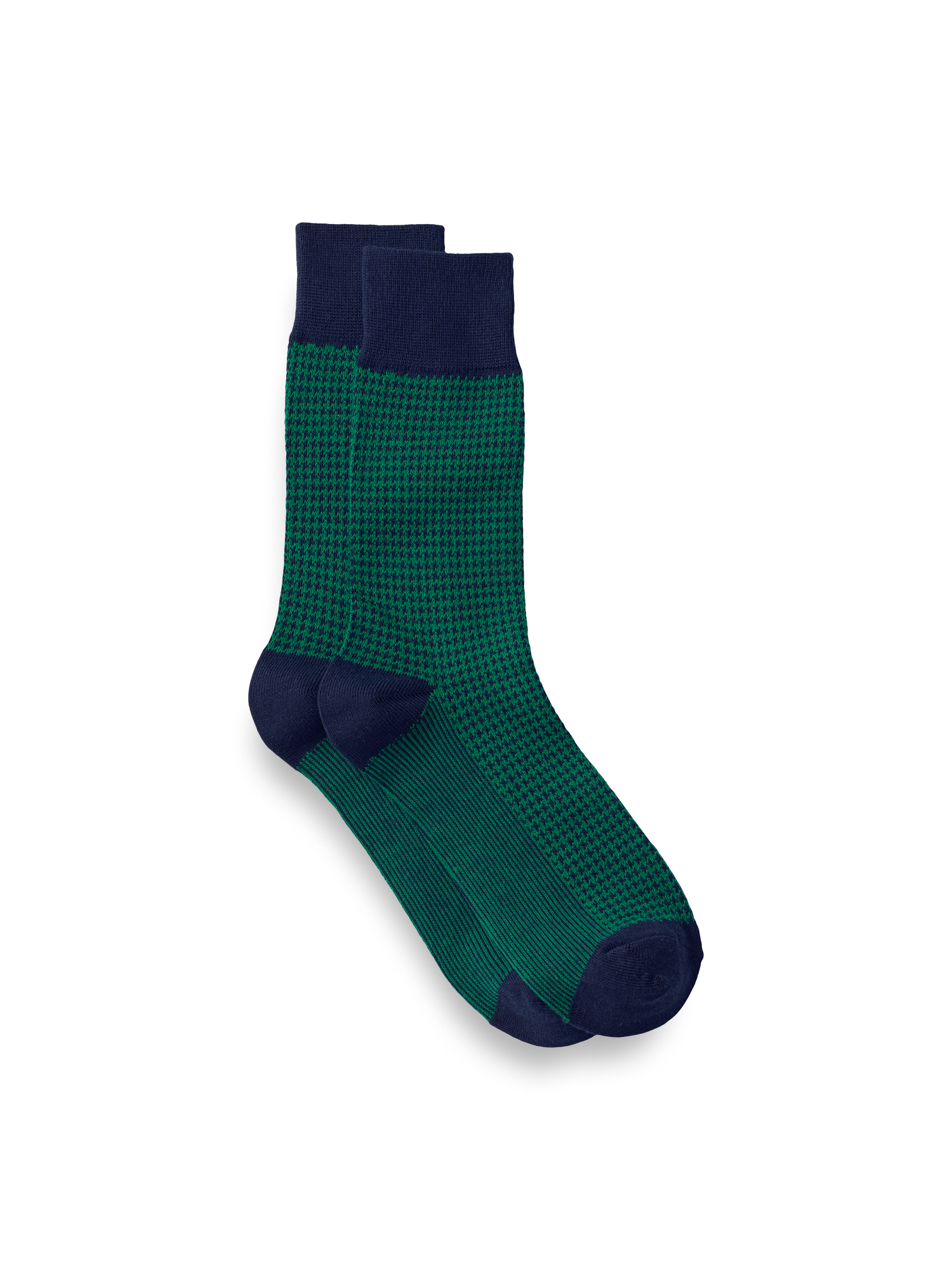 Houndstooth Cotton Blend Sock - Green/navy
