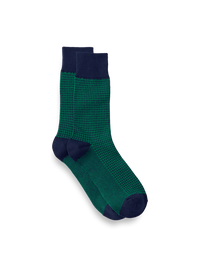 Houndstooth Cotton Blend Sock - Green/navy