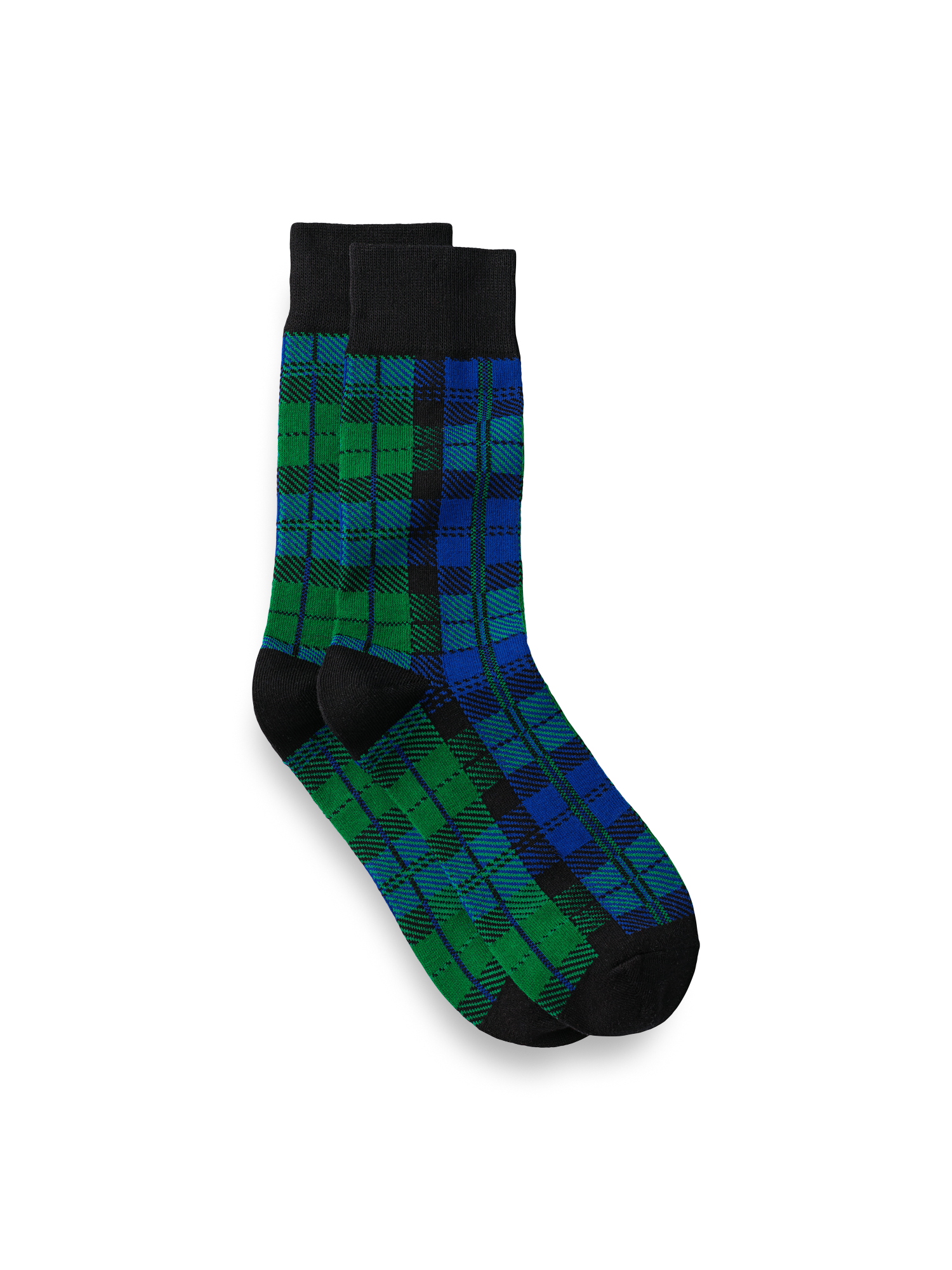 Blackwatch Plaid Cotton Blend Socks - Blue Multi