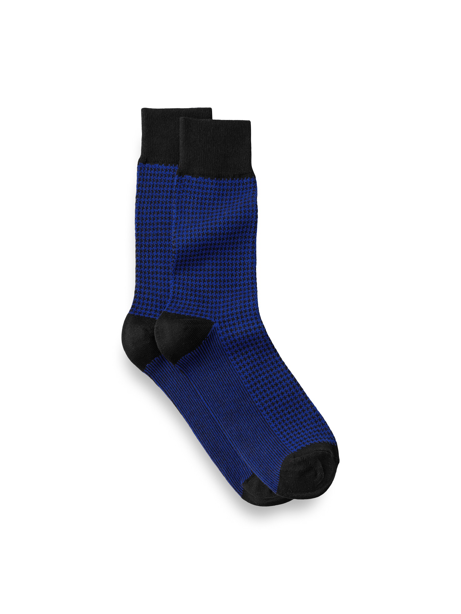 Houndstooth Cotton Blend Sock - Blue/black