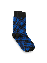 Plaid Cotton Blend Socks - Blue/black