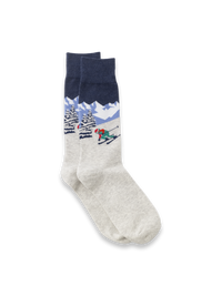 Skiing Cotton Blend Sock - Navy Multi