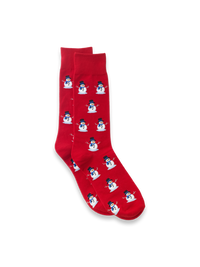 Snowman Cotton Blend Sock - Red Multi