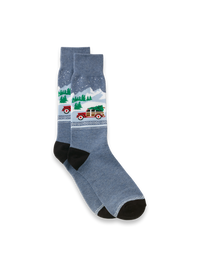 Holiday Car Cotton Blend Sock - Blue Multi