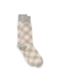 Plaid Cotton Blend Sock - Taupe