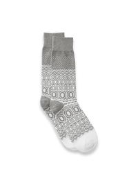 Fair Isle Cotton Blend Sock - Grey
