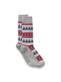 Fair Isle Cotton Blend Sock - Grey Multi