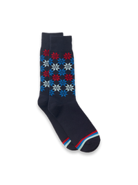 Snowflake Cotton Blend Sock - Navy Multi