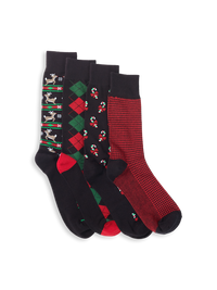 4-Pack Cotton Blend Sock - Black Multi