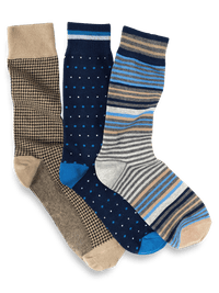 3 Pack Cotton Blend Sock - Blue Multi