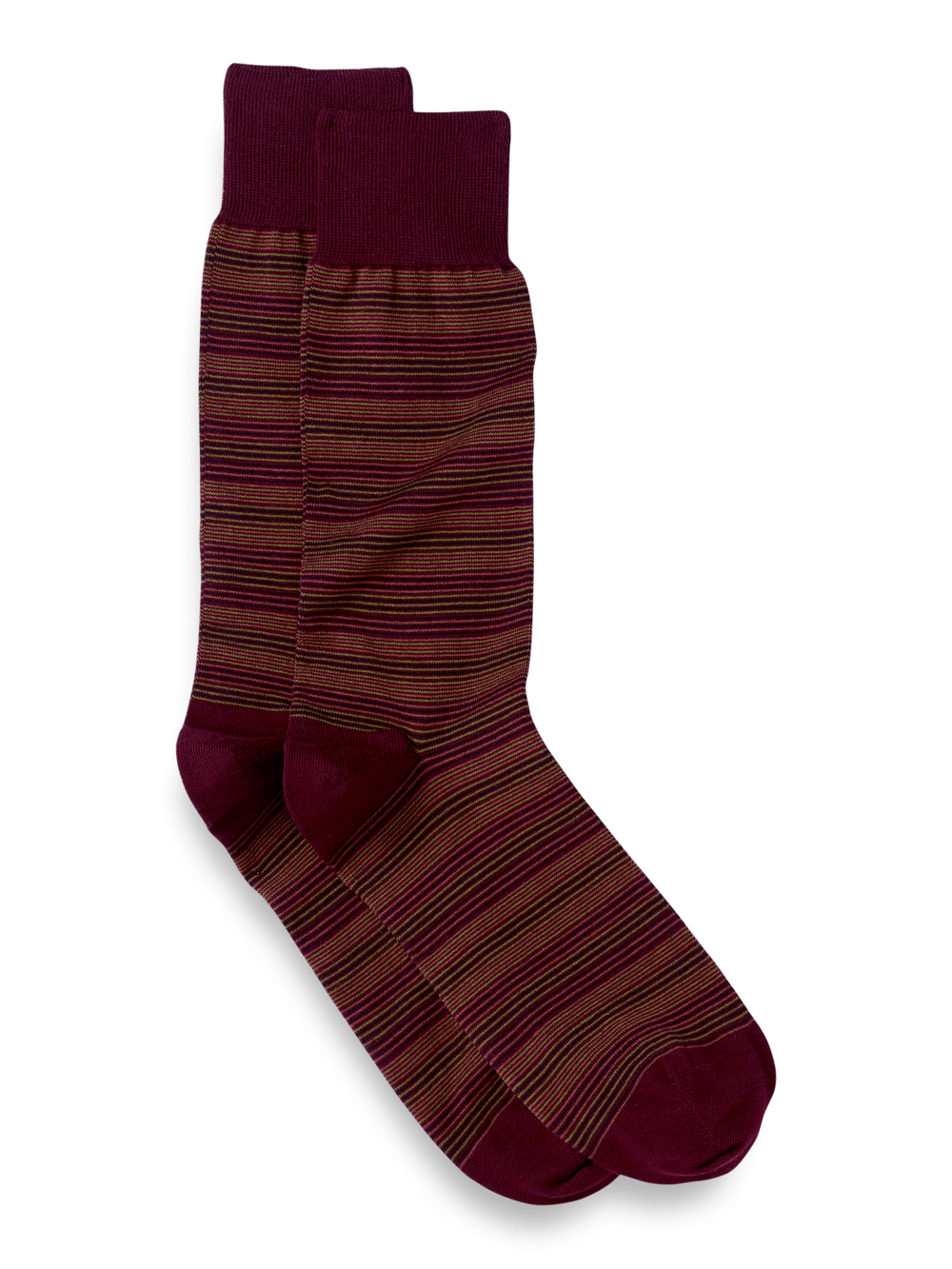 Product Image of Stripe Cotton Blend Sock-Burgundy Multi