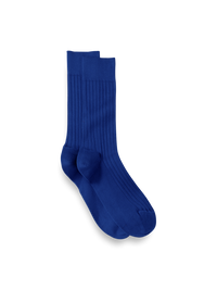 Solid Rib With Contrast Cotton Blend Sock - Blue/red