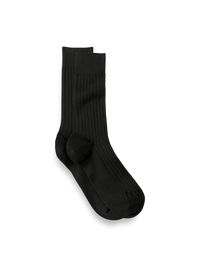 Solid Rib With Contrast Cotton Blend Sock - Black/grey