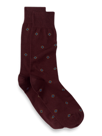 Medallion Cotton Blend Sock - Burgundy