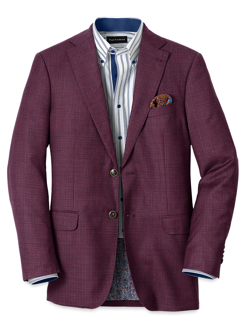 Wool Single Breasted Notch Lapel Sport Coat Plum Paul Fredrick