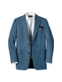 Wool Houndstooth Single Breasted Peak Lapel Sport Coat - Blue/black
