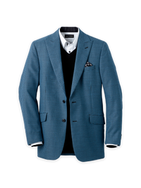 Wool Houndstooth Single Breasted Peak Lapel Sport Coat - Blue/black