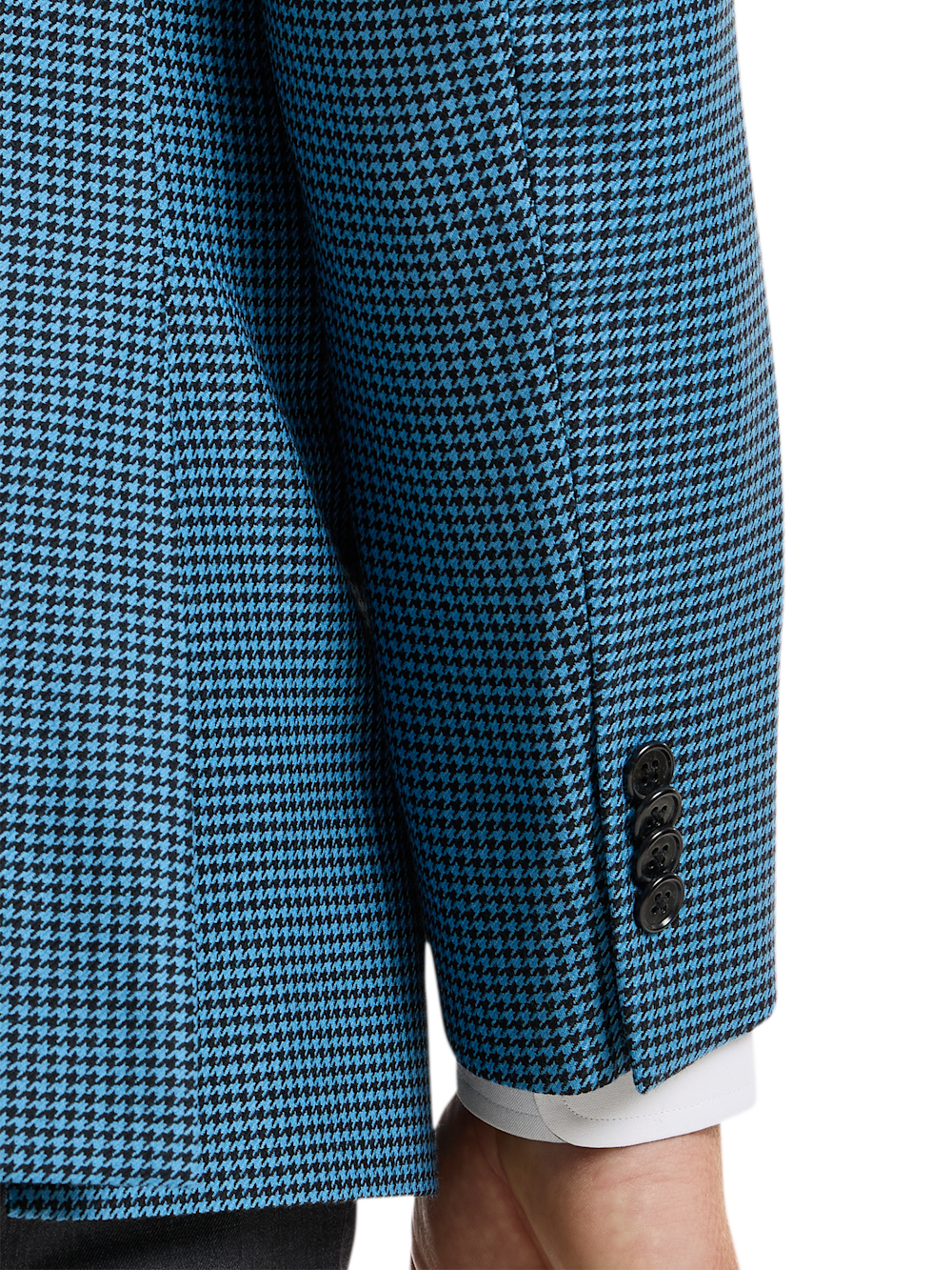 Alternate Shot of Men's Blue/Black Houndstooth Sportcoats  - 3