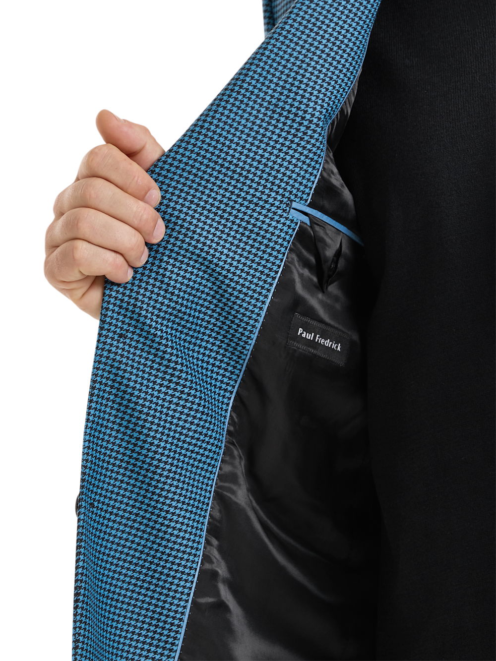 Alternate Shot of Men's Blue/Black Houndstooth Sportcoats  - 4