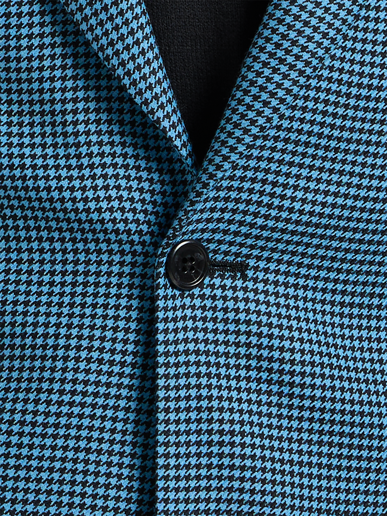 Wool Houndstooth Single Breasted Peak Lapel Sport Coat - Blue/black