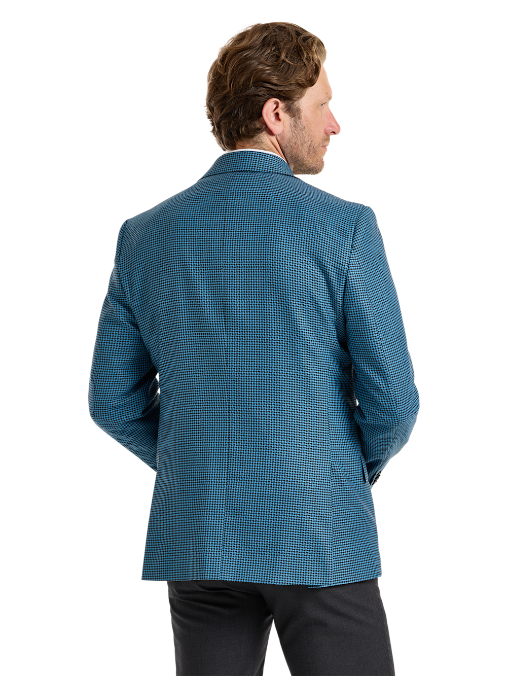 Alternate Shot of Men's Blue/Black Houndstooth Sportcoats  - 6