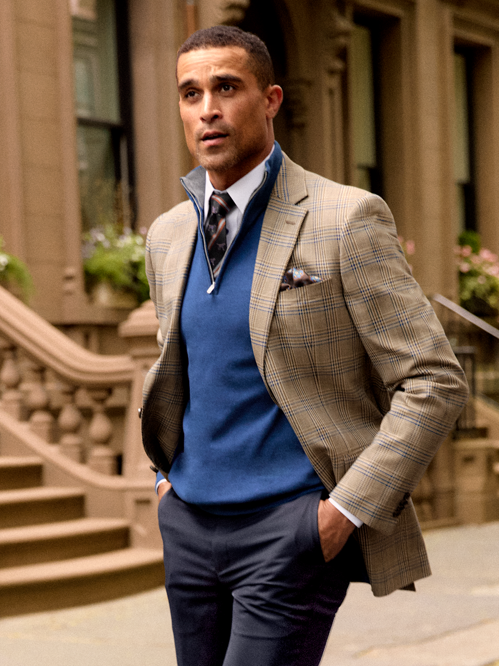 Alternate Image of Microfiber Plaid Single Breasted Notch Lapel Sport Coat-7