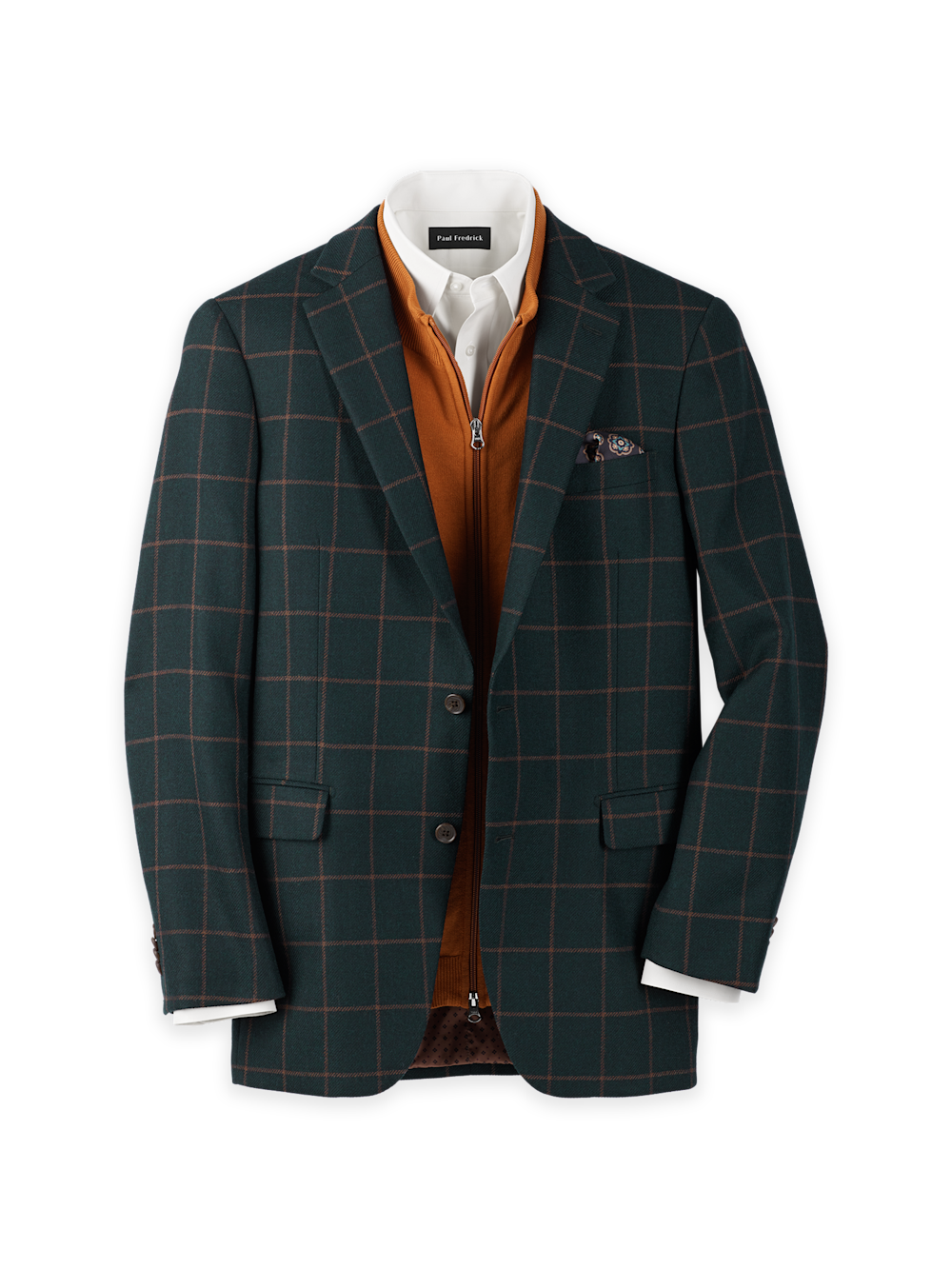 Product Image of Wool Blend Windowpane Single Breasted Notch Lapel Sport Coat-Dark Green