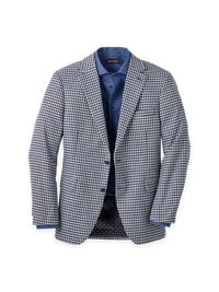 Microfiber Check Single Breasted Notch Lapel Sport Coat - Blue Multi