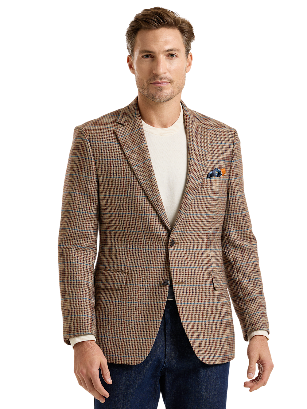 Alternate Shot of Men's Rust Multi Houndstooth Sportcoats  - 2