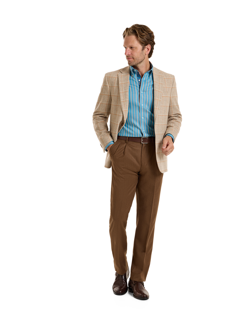 Alternate Shot of Men's Tan Windowpane Sportcoats 