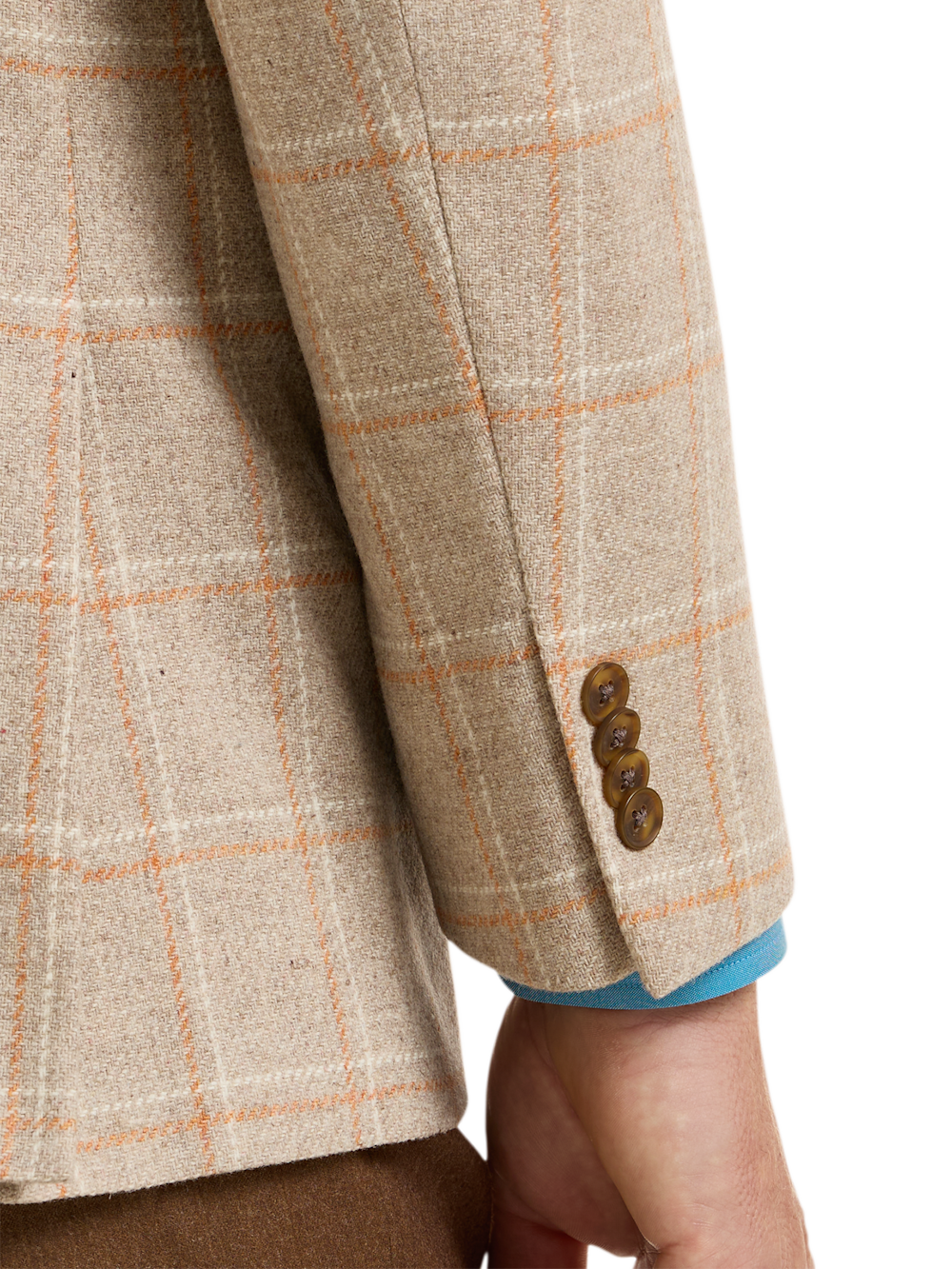 Alternate Shot of Men's Tan Windowpane Sportcoats  - 3