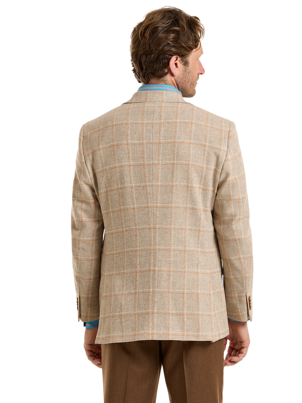 Alternate Shot of Men's Tan Windowpane Sportcoats  - 6