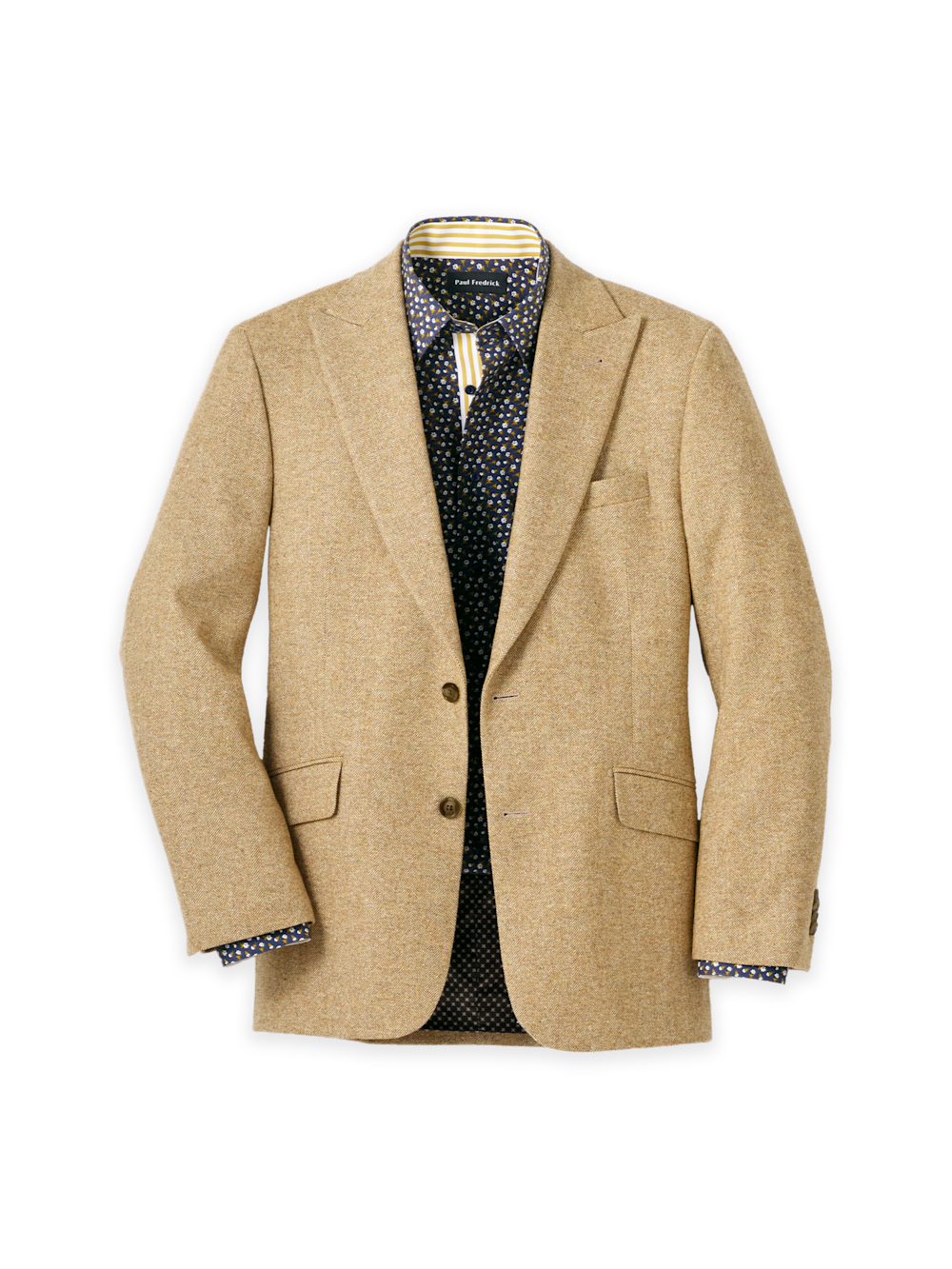 Product Image of Wool Donegal Herringbone Single Breasted Peak Lapel Sport Coat-Gold