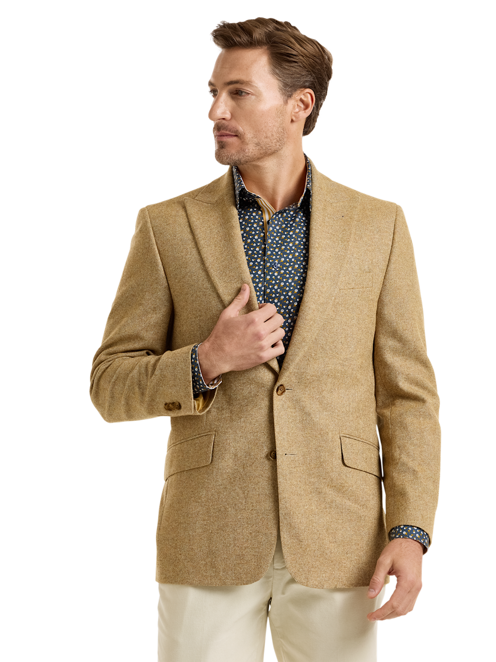 Alternate Shot of Men's Gold Herringbone Sportcoats  - 2