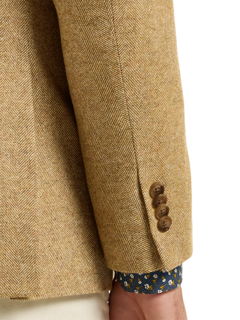 Alternate Shot of Men's Gold Herringbone Sportcoats  - 3