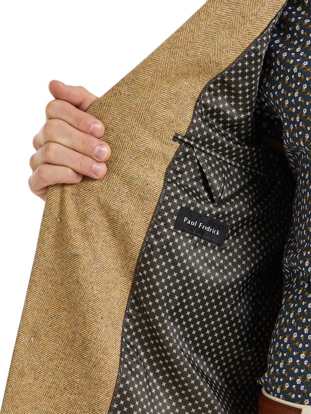 Alternate Image of Wool Donegal Herringbone Single Breasted Peak Lapel Sport Coat-4