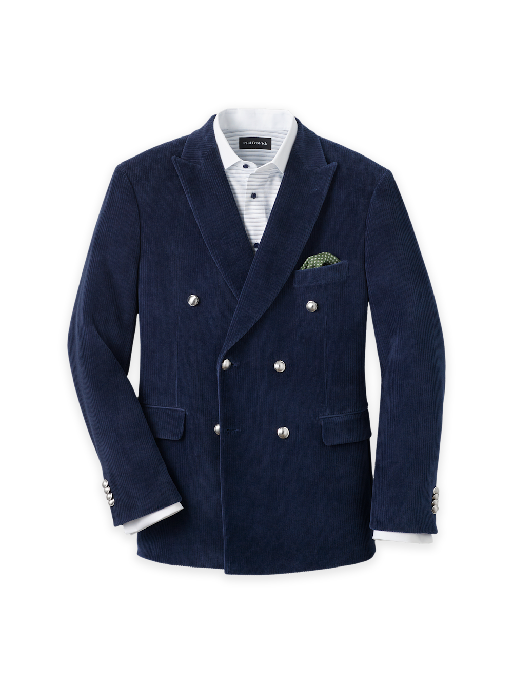 Product Image of Corduroy Double Breasted Peak Lapel Knit Sport Coat-Blue
