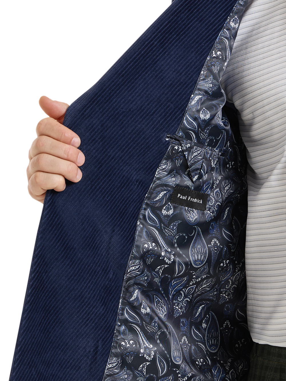 Alternate Shot of Men's Blue Solid Sportcoats  - 3