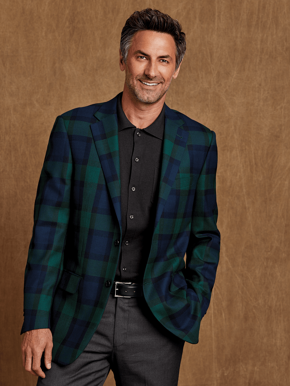 Wool Plaid Single Breasted Notch Lapel Sport Coat - Blue/green Paul Fredrick Wool Plaid Single Breasted Notch Lapel Sport Coat - Blue/green Paul Fredrick
