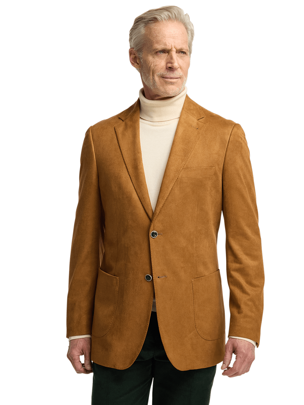 Microsuede Single Breasted Notch Lapel Sport Coat Coffee Paul Fredrick