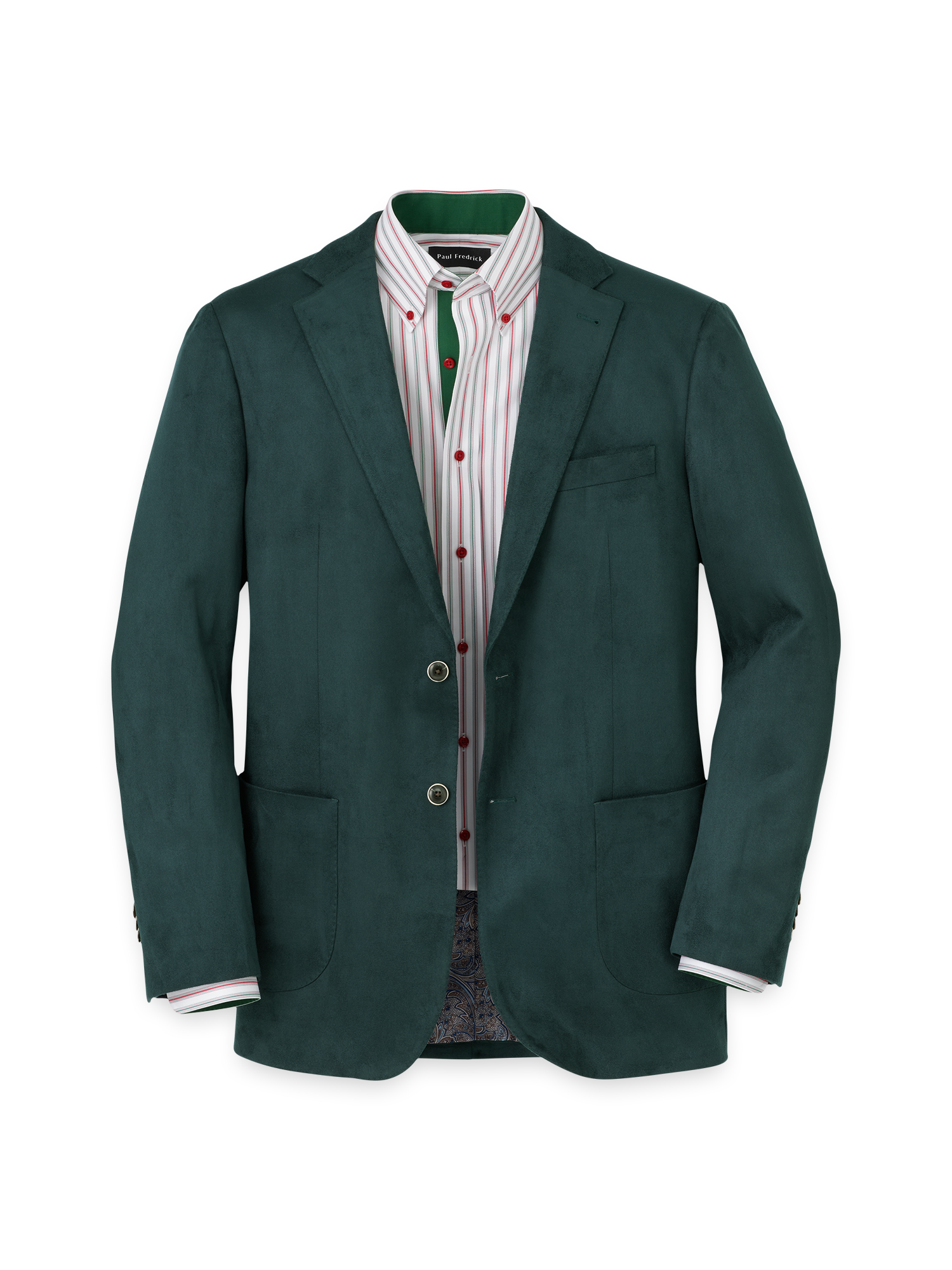 Microsuede Single Breasted Notch Lapel Sport Coat - Dark Green