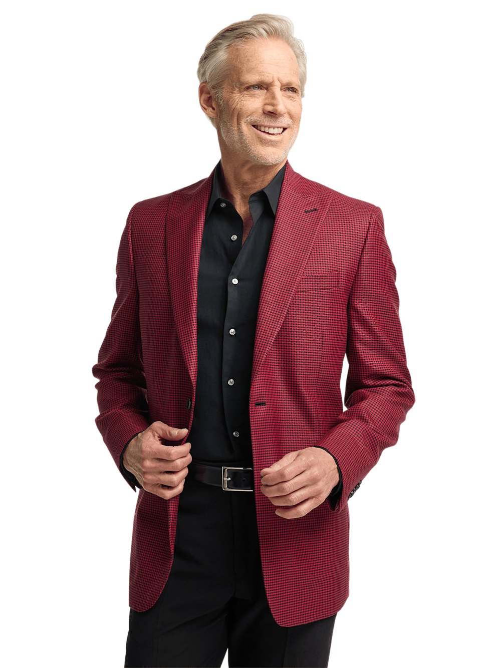 Wool Houndstooth Single Breasted Peak Lapel Sport Coat