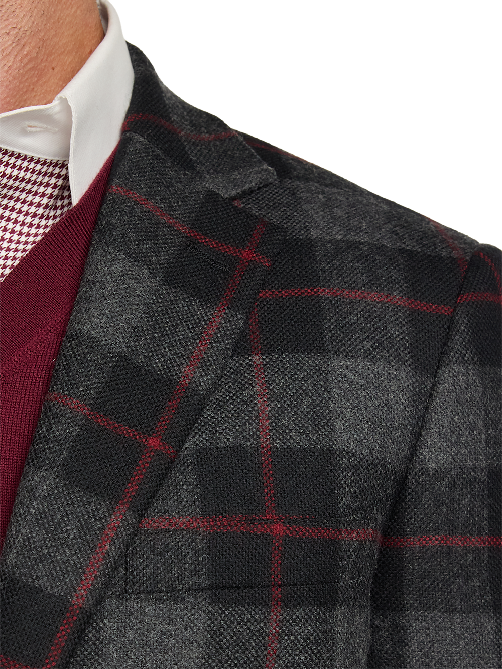 Alternate Image of Wool Blend Plaid Single Breasted Notch Lapel Sport Coat-6