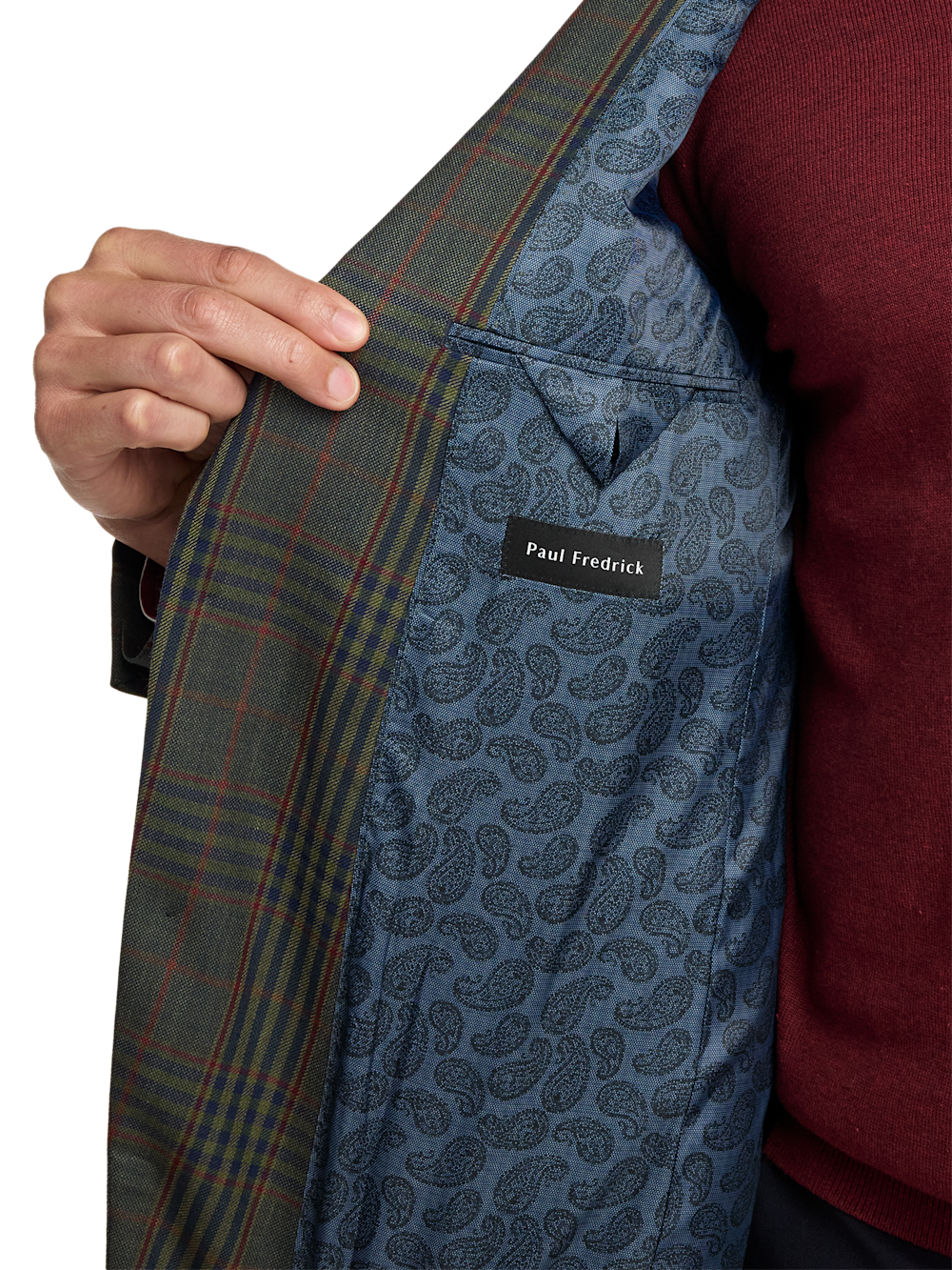 Alternate Image of Wool Blend Plaid Single Breasted Notch Lapel Sport Coat-4