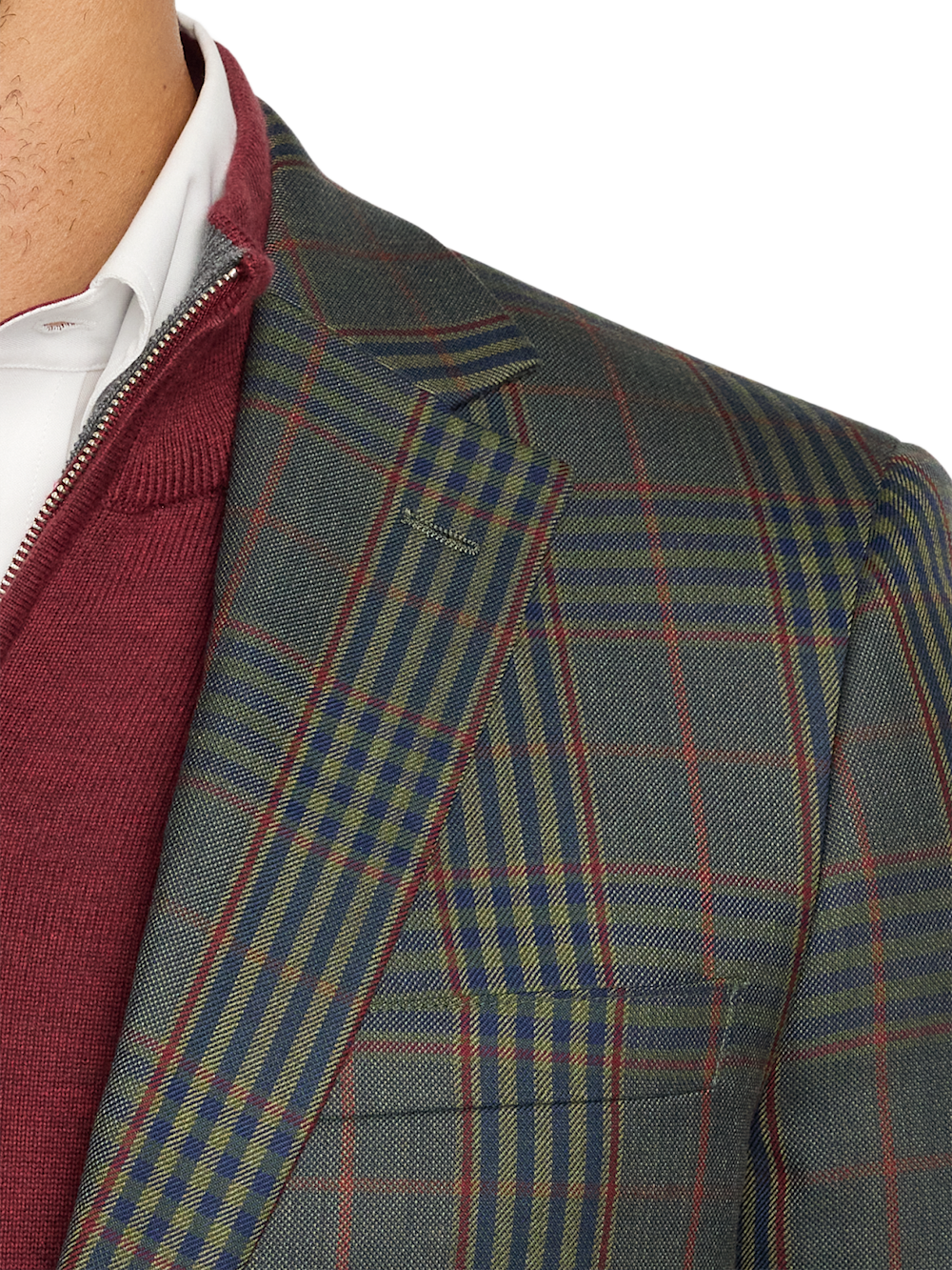 Alternate Image of Wool Blend Plaid Single Breasted Notch Lapel Sport Coat-6