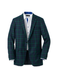 Wool Blend Single Breasted Notch Lapel Sport Coat - Green/navy