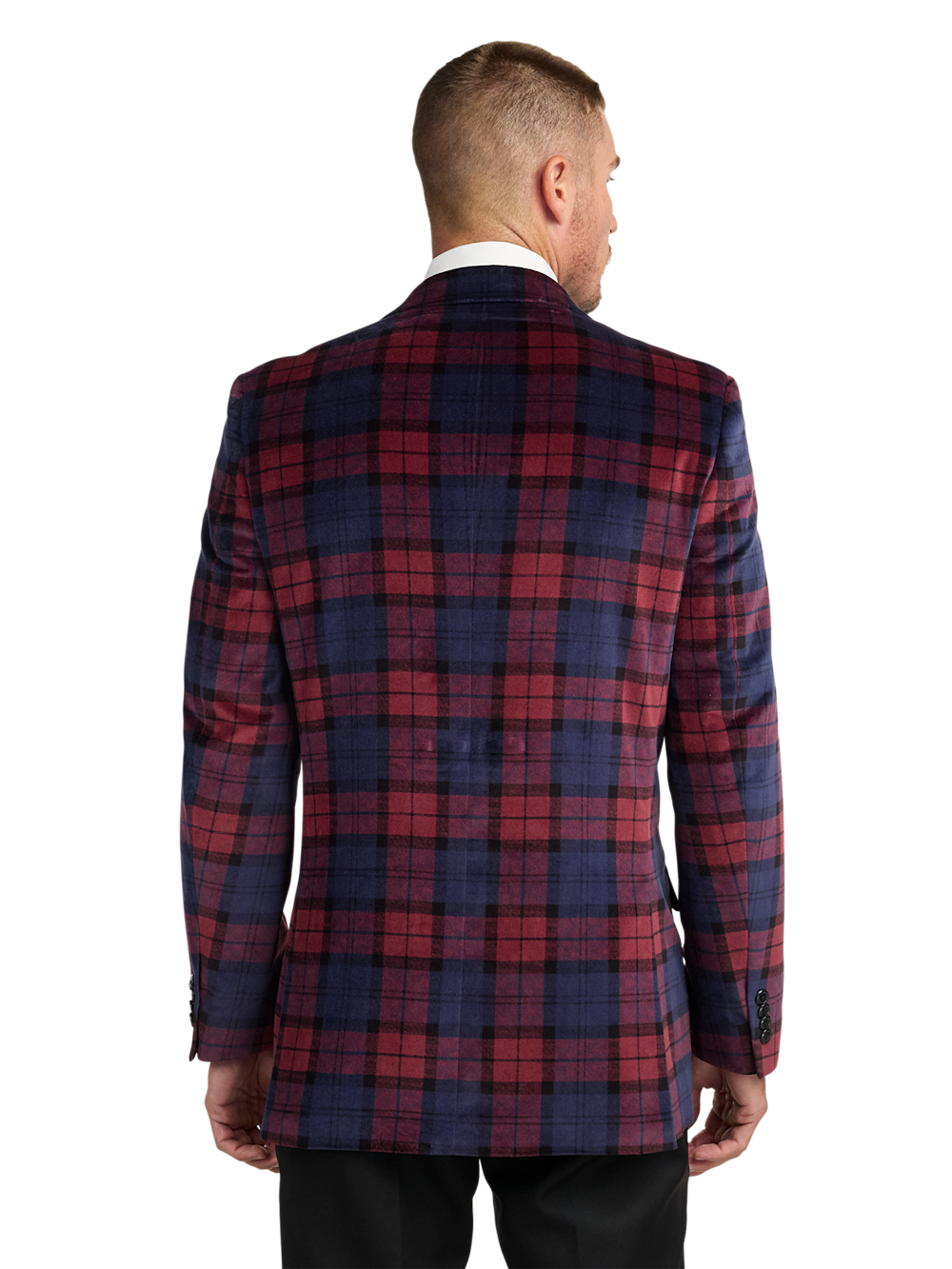 Alternate Image of Velvet Plaid Single Breasted Satin Peak Lapel Sport Coat-6