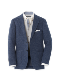 Knit Soft Touch Solid Single Breasted Notch Lapel Sport Coat - Blue