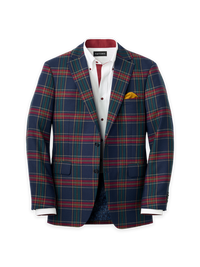 Wool Blend Single Breasted Notch Lapel Sport Coat - Blue
